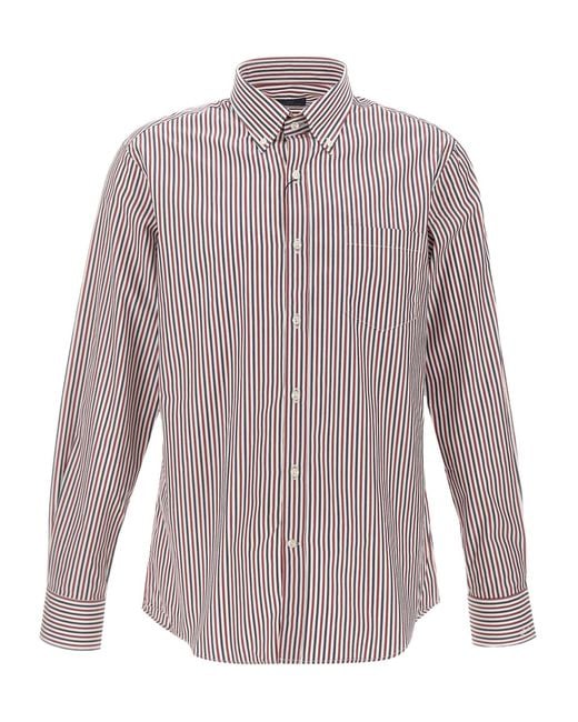 Paul & Shark Purple Striped Button-Down Shirt for men