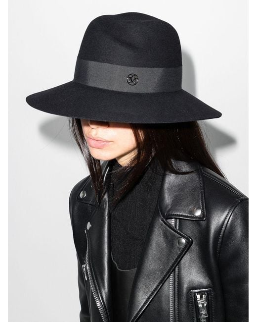 Maison Michel Black Logo Plaque Virginie Hat