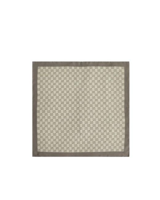 Gucci Gray Printed Silk Twill Carré