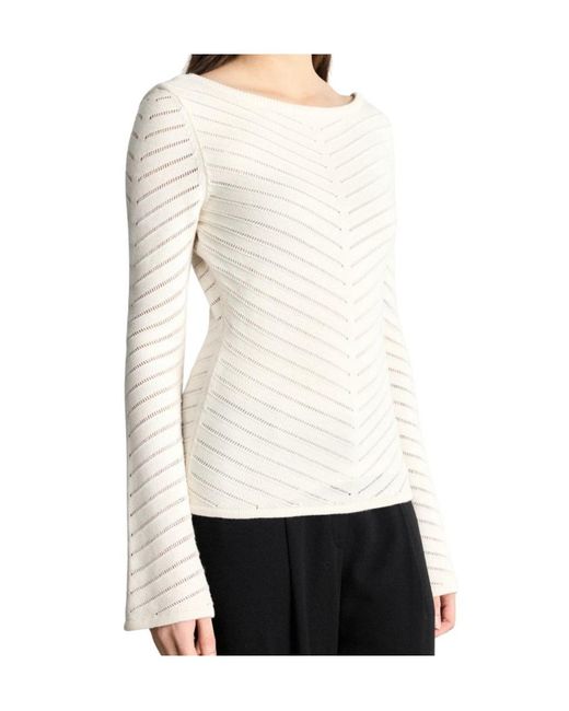 Boss White Chevron-Pattern Blouse