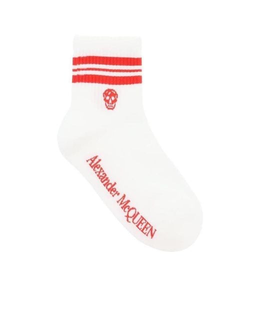 McQueen White Logo Intarsia Socks
