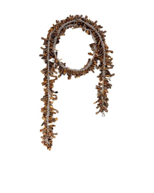 Dries Van Noten White Embroidered Scarf Necklace