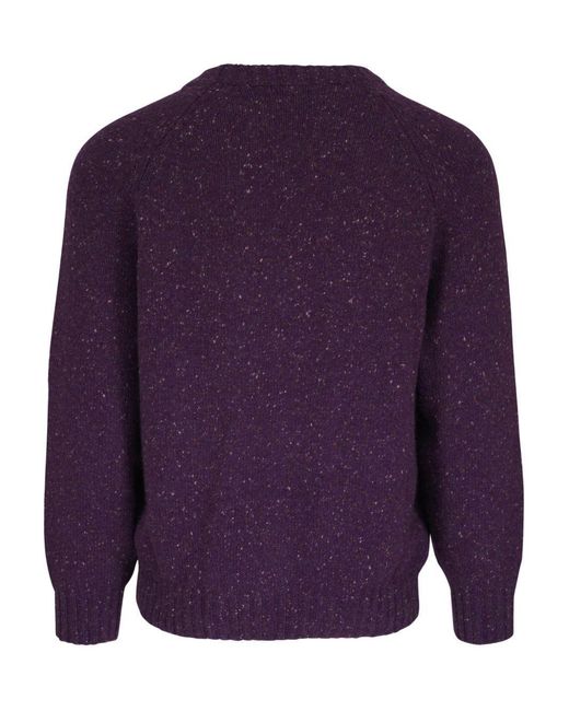 Brunello Cucinelli Purple Crewneck Knitted Jumper for men