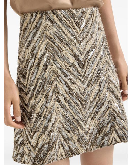 Brunello Cucinelli Multicolor Chevron Embelished Mini Skirt