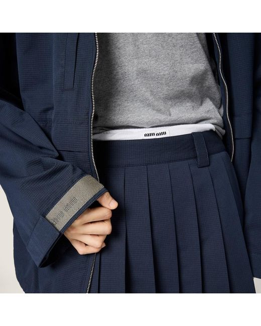Miu Miu Blue Drawstring Parka Coat