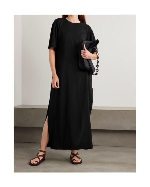 St. Agni Black Crepe De Chine Maxi Dress