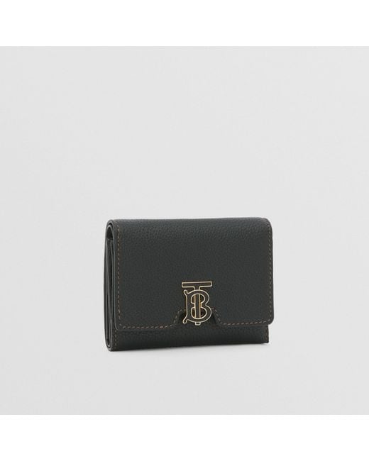 Burberry Black Logo Plaque Trifold Wallet