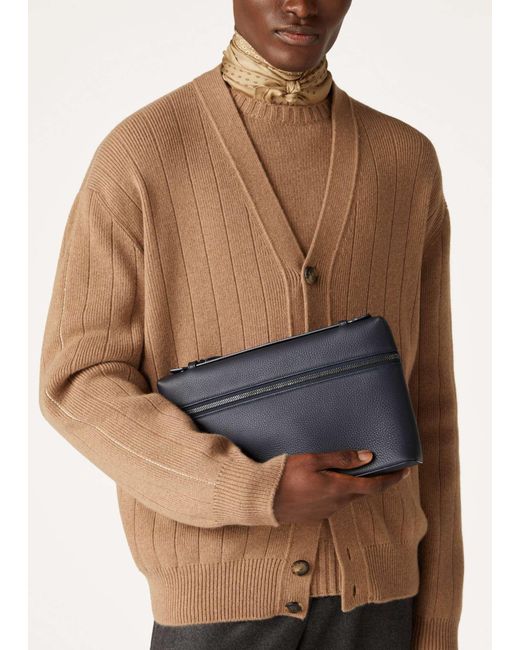 Loro Piana Blue Zippered Clutch for men