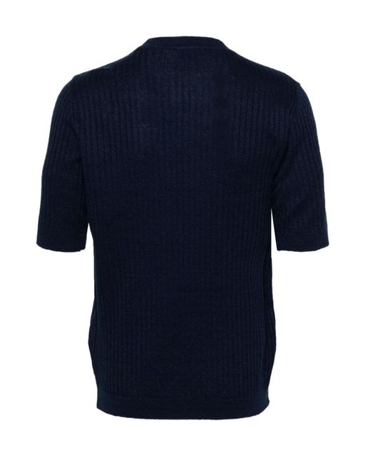 Lardini Black Ribbed Short-Sleeve Jumper for men
