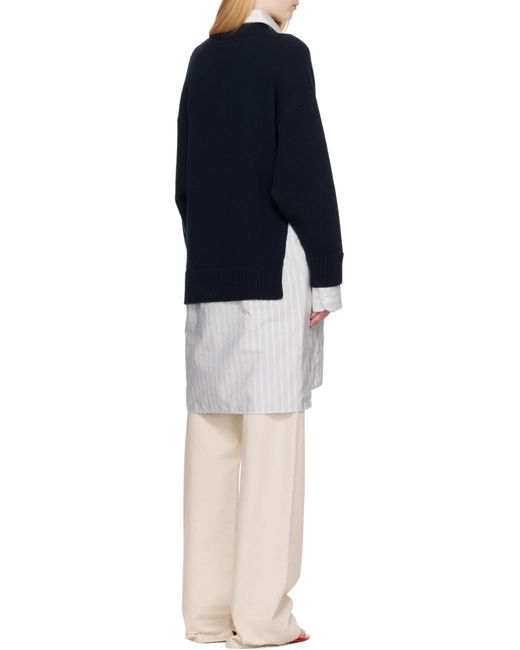 Stella McCartney Blue Crew-Neck Sweater Shirt Midi Dress
