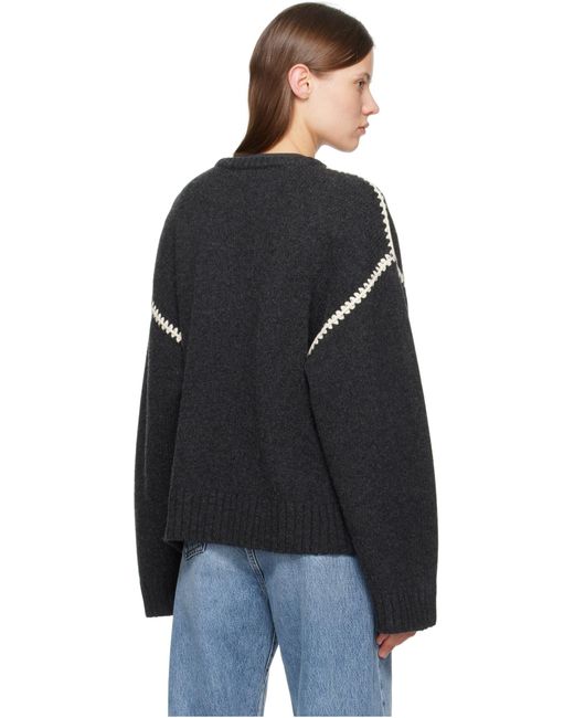 Totême Black Totême Long Sleeved Crewneck Knitted Sweater