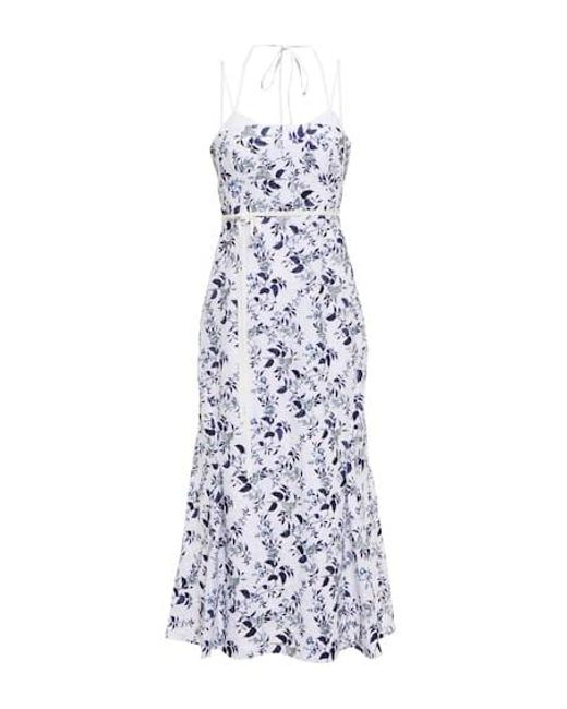 Erdem White Otto Embroidered Linen Midi Dress