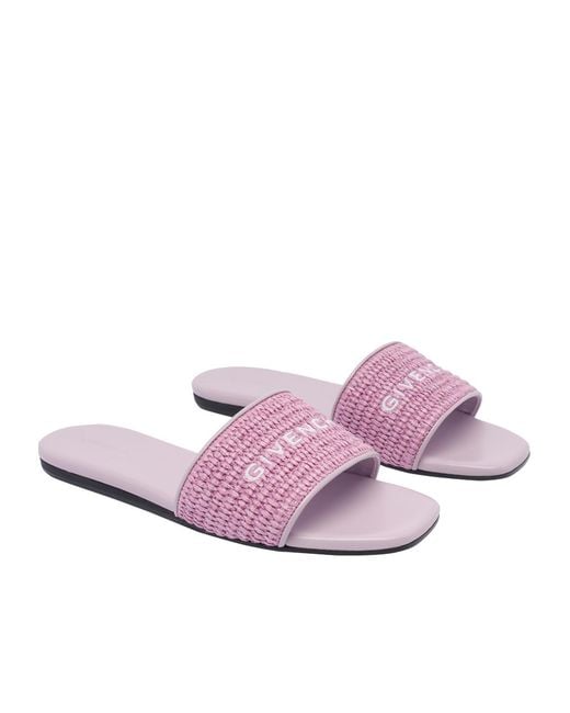 Givenchy Purple 4G Raffia Flat Mules