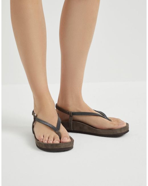 Brunello Cucinelli Brown Leather Sandals