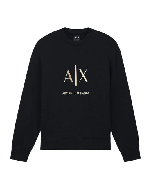 ARMANI EXCHANGE Black Long-Sleeve Crew-Neck Sweatshirt for men