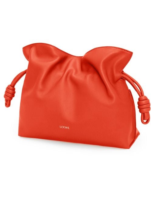 Loewe Red Smooth Leather Bucket Clutch