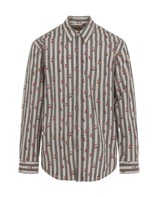 Dries Van Noten Gray Collared Long-Sleeved Shirt for men
