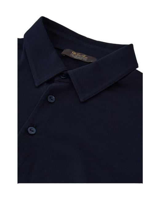 Loro Piana Blue Short-Sleeved Polo Shirt for men