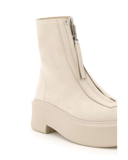 The Row Natural Front-Zipped Ankle Boots