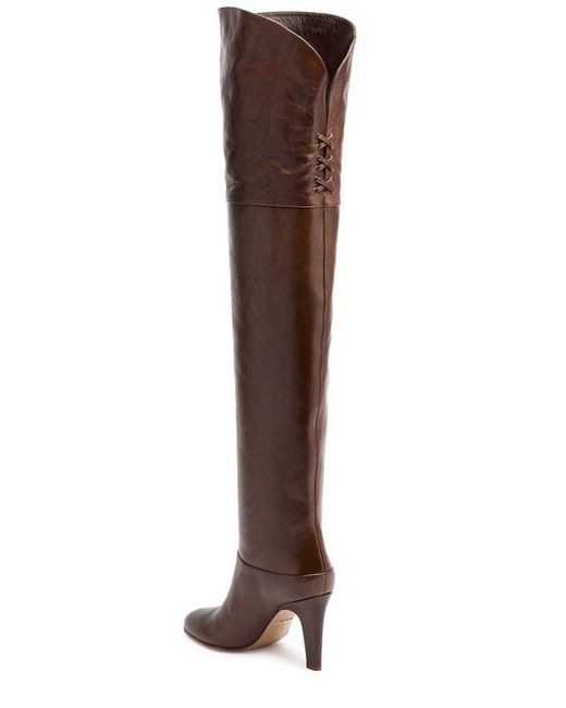 Chloé Brown Eve 90 Glossed-Leather Over-The-Knee Boots