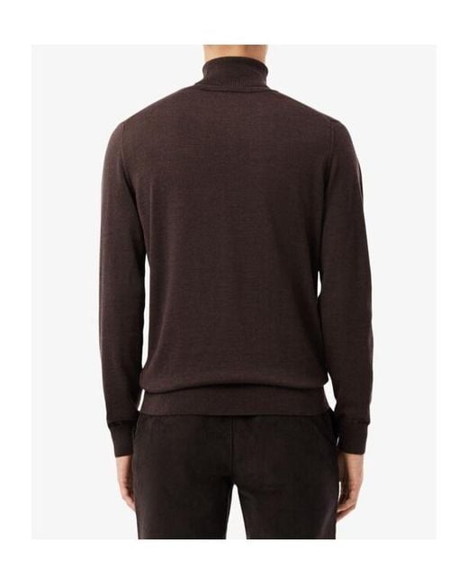 Lacoste Brown Merino Wool Roll Neck Sweater for men
