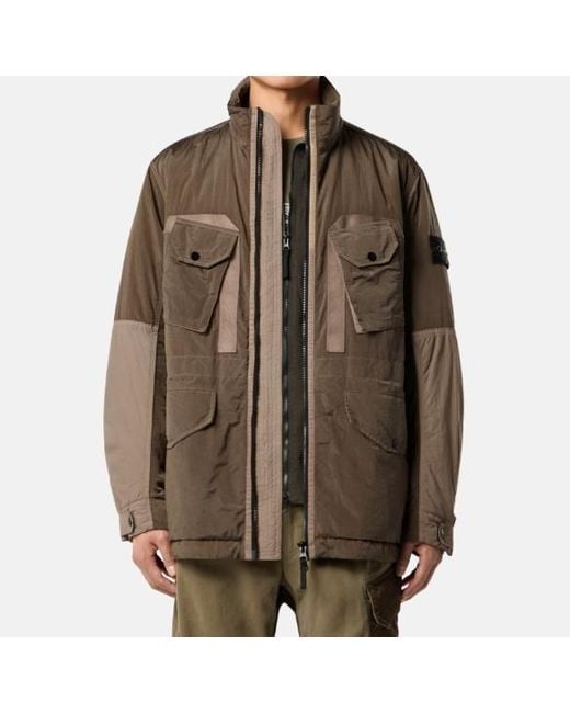 Stone Island Brown Patch Pocket Zip-Up Jacket for men