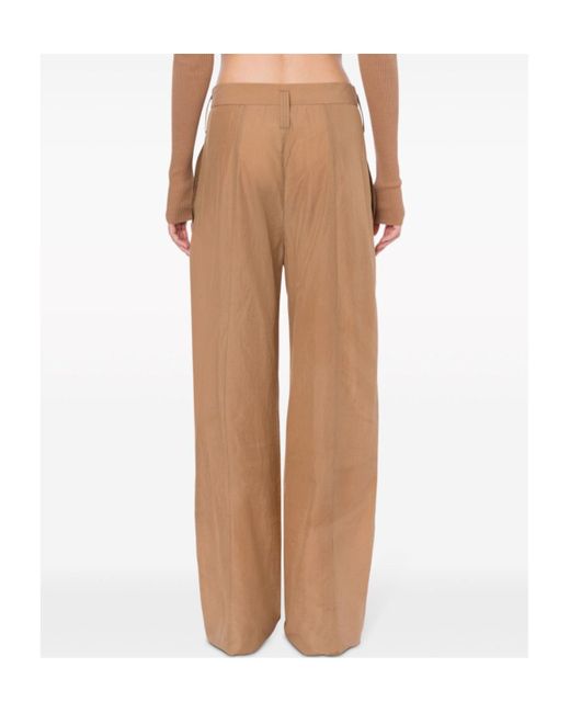 Philosophy Di Lorenzo Serafini Natural High-Waist Wide-Leg Sheer Trousers