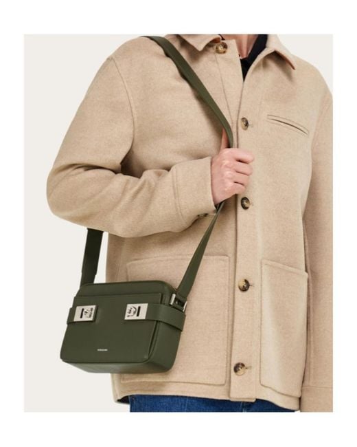 Ferragamo Green Hug Buckle Messenger Bag for men