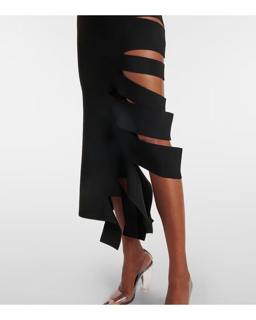 Mugler Black Open-Back One-Shoulder Dress