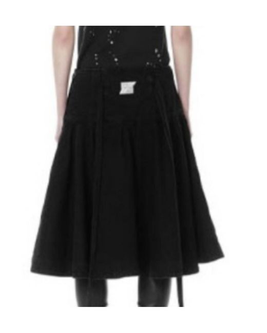 we11done Blue Tied-Waist A-Line Skirt