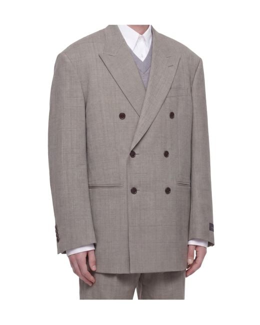 Hed Mayner Gray Double-Breasted Blazer for men