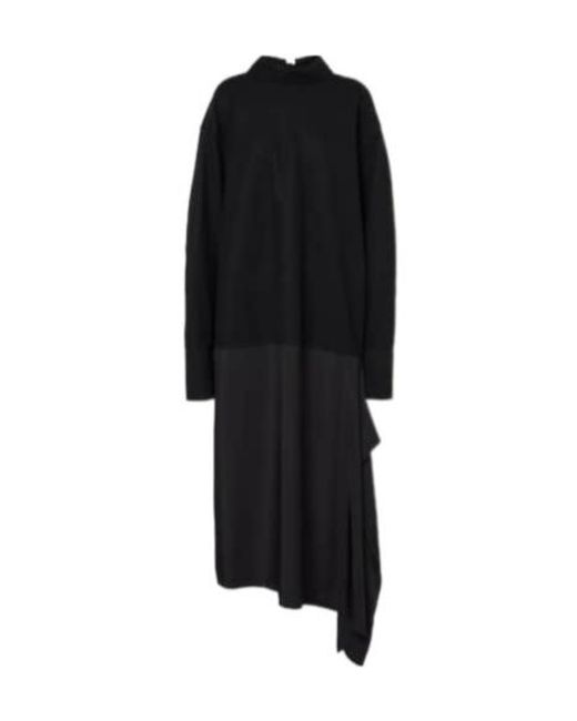 Jil Sander Black Convertible Wool Midi Dress