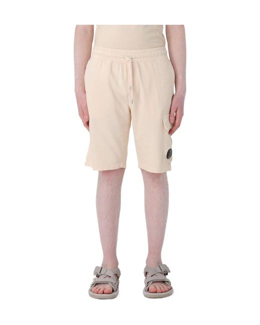 C P Company Natural Lens-Detail Cotton Shorts for men