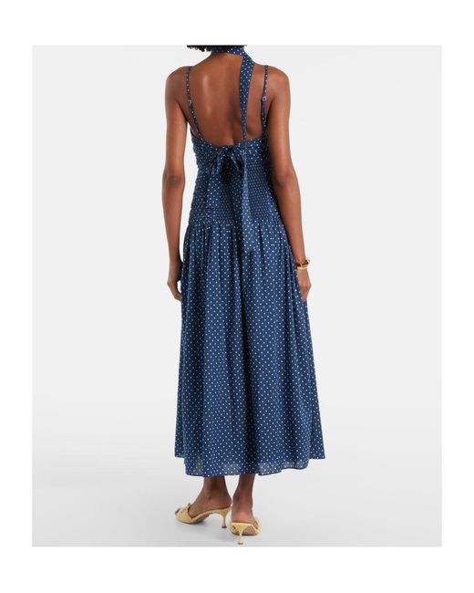 Posse Blue Edie Polka-Dot Maxi Dress