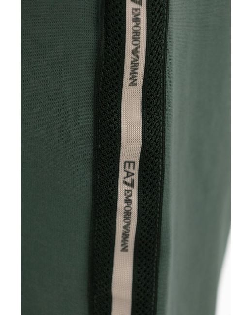 EA7 Green Logo Detailed Track Shorts for men