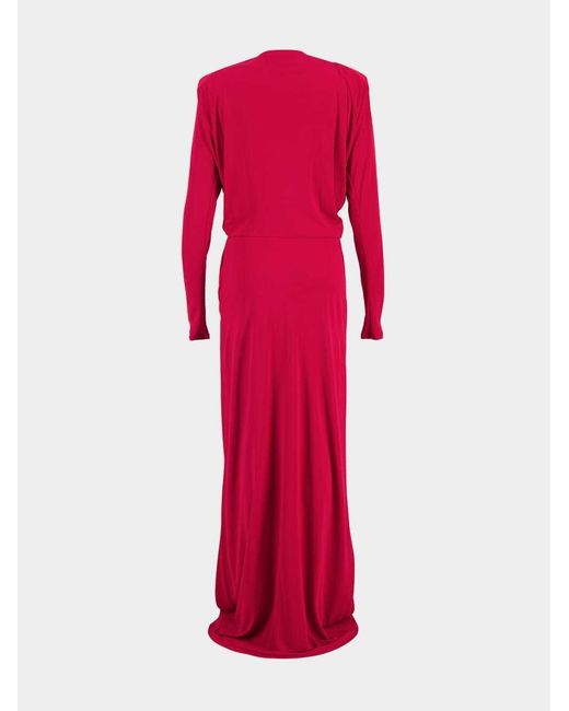 Stella McCartney Red Draped Long-Sleeve Gown
