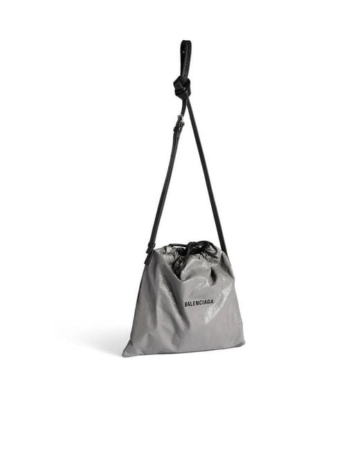 Balenciaga White Logo Detailed Drawstring Shoulder Bag for men