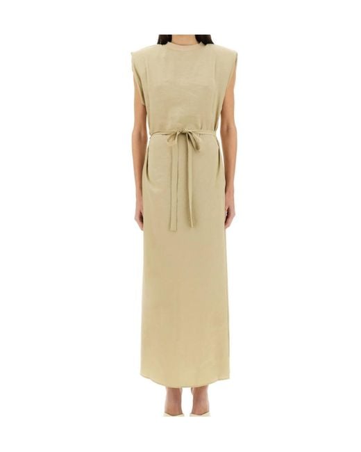 Alysi Natural Belted Sleeveless Maxi Dress