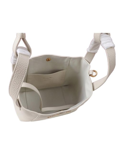 Dior White Small Signature Bucket Bag