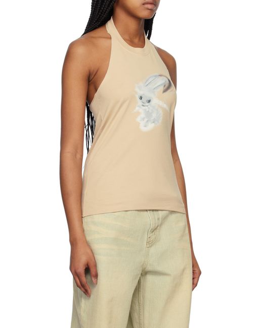 we11done Natural Printed Neck Vest