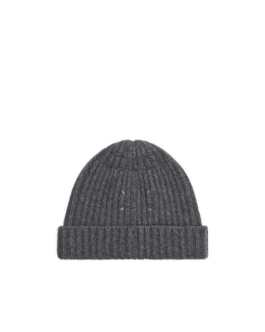 Maison Margiela Gray Ribbed Turned-Up Brim Beanie for men