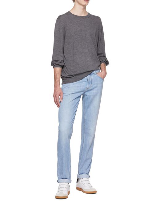 Brunello Cucinelli Gray Crewneck Knitted Jumper for men