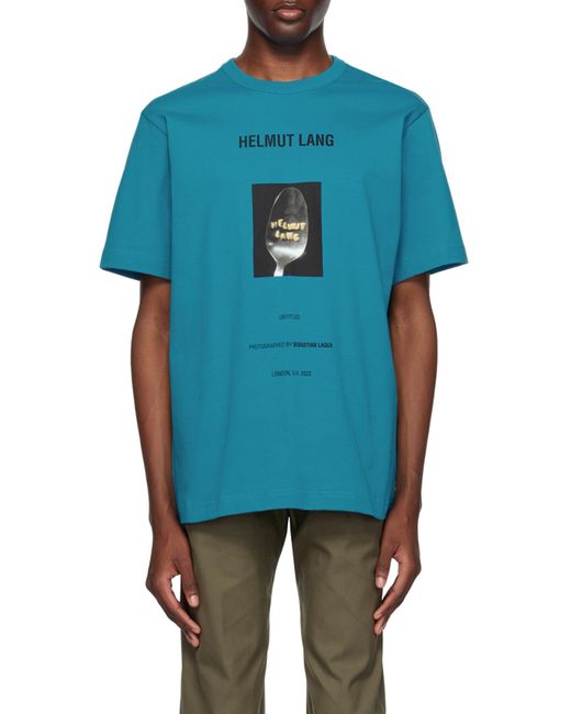 Helmut Lang Blue Photograph-Print Cotton T-Shirt for men