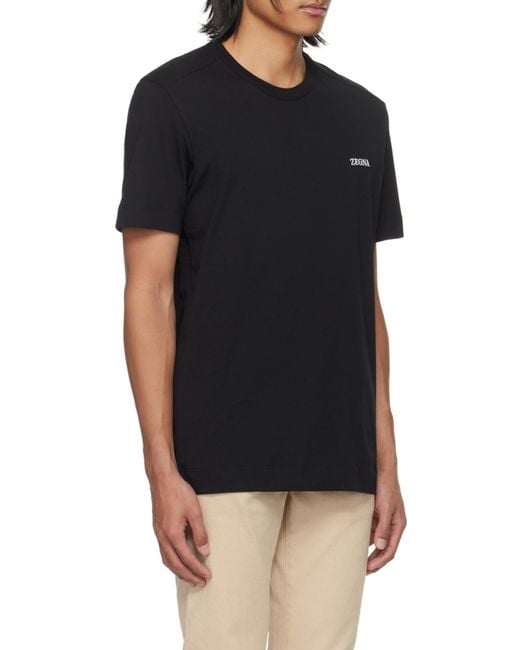 Zegna Black Logo T-Shirt for men