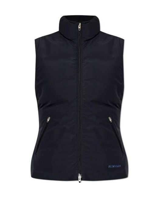 Jil Sander Blue Logo-Print High-Neck Gilet
