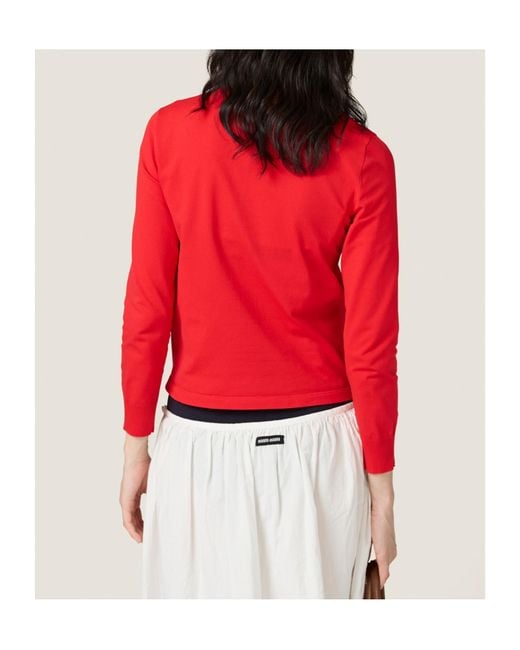 Miu Miu Red Half-Zipped Knitted Top