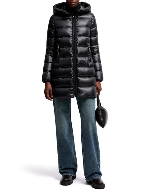 Moncler Black Suyenne Hooded Mid-Length Down Jacket