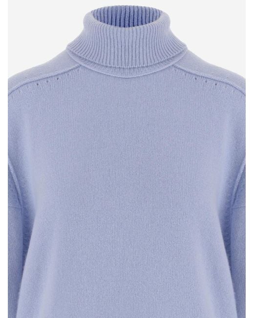 Carven Blue Long-Sleeve High-Neck Sweater