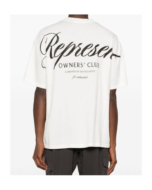 Represent White Owners Club Script Logo T-Shirt for men