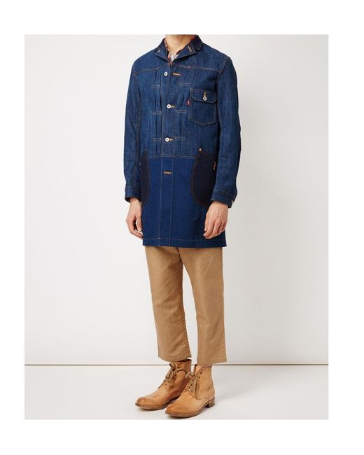 Junya Watanabe Blue Patch Pocket Denim Coat for men